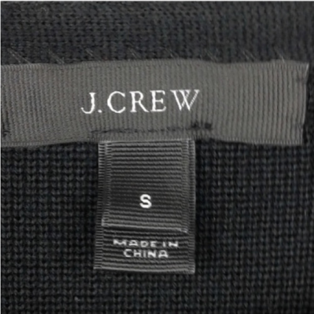 J.Crew 100% Merino Wool Leather Pocket Tunic Sweater Black Longline Style 02624 - Picture 14 of 16
